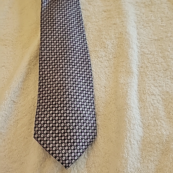 Bijoux Terner Genuine Hand Made Silk Tie, Purple, Gray & Black - Picture 2 of 6